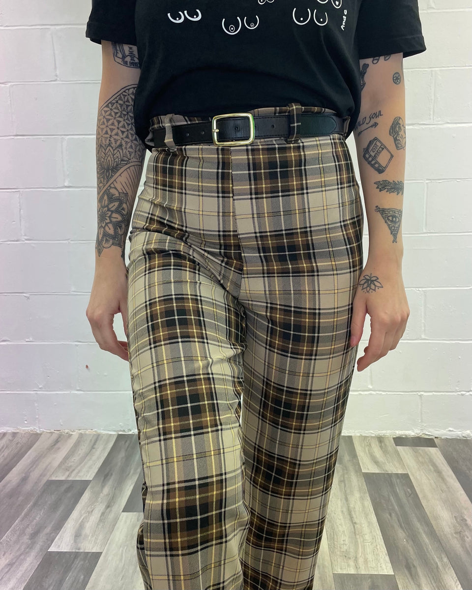 Plaid pants with sales belt