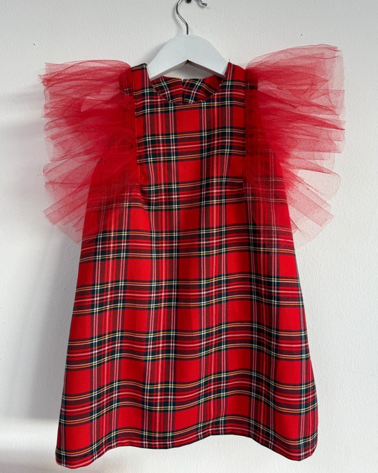 Red Tartan Dress Frill sleeve (3mnths-14yrs)