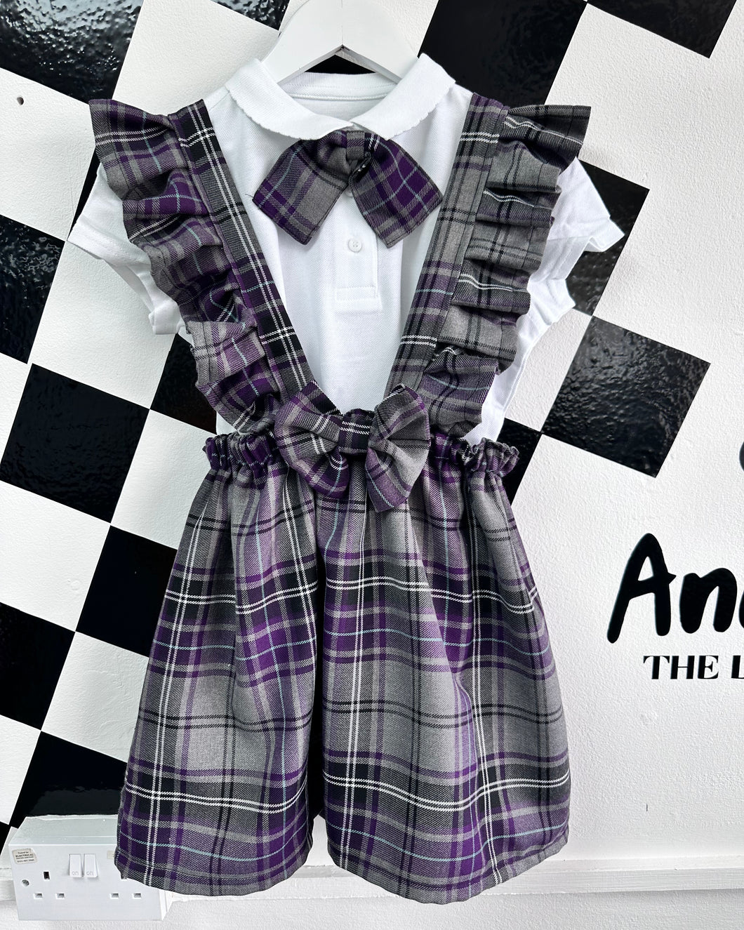 School Frill Tartan Pinafore (other colours/fabric available)