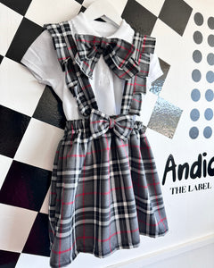 School Tartan Plaid Frill Pinafore (other colours/fabric available 