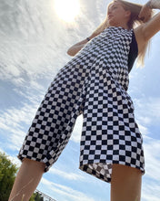 Adult Checkerboard Black Dungarees