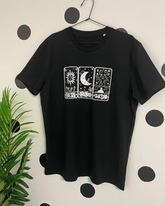 Black Tarot T-shirt: Sun, Moon, Star