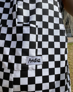 Adult Checkerboard Black Dungarees