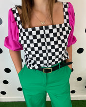 Adult Checkerboard Puff Sleeve Top (2 colours)