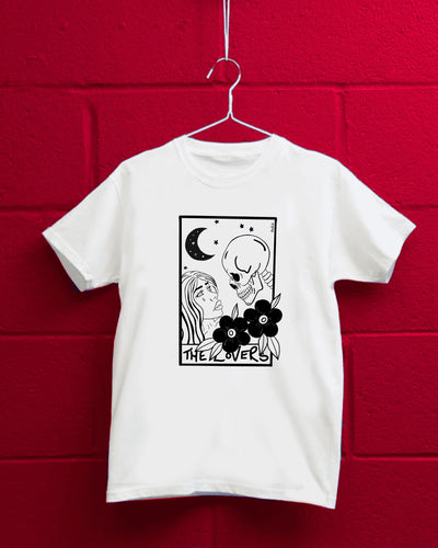 ANDIE Adult White Tarot T-shirt: The Lovers